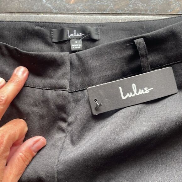 NWT Lulus So Get This Black High-Waisted Wide-Leg Trouser Pants size L - Picture 9 of 14